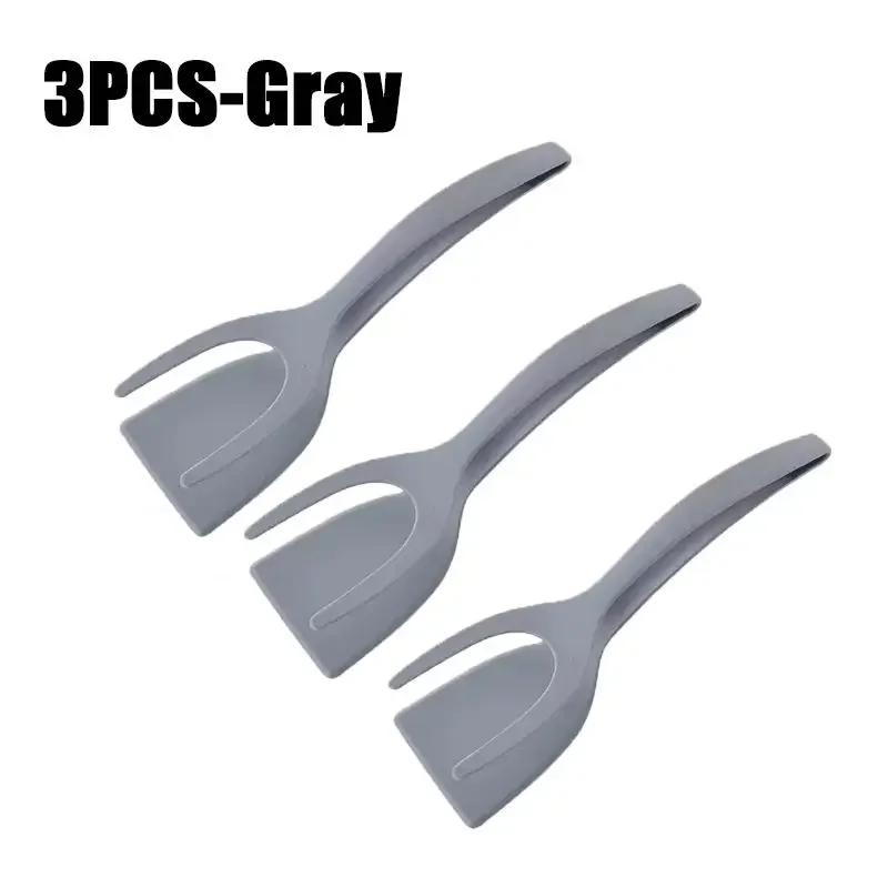 2 in 1 Nylon Grip Flip Tongs Egg Spatula Tongs Steak Spatula Tongs Clamp Pancake Fried Turners Kitchen Accessories