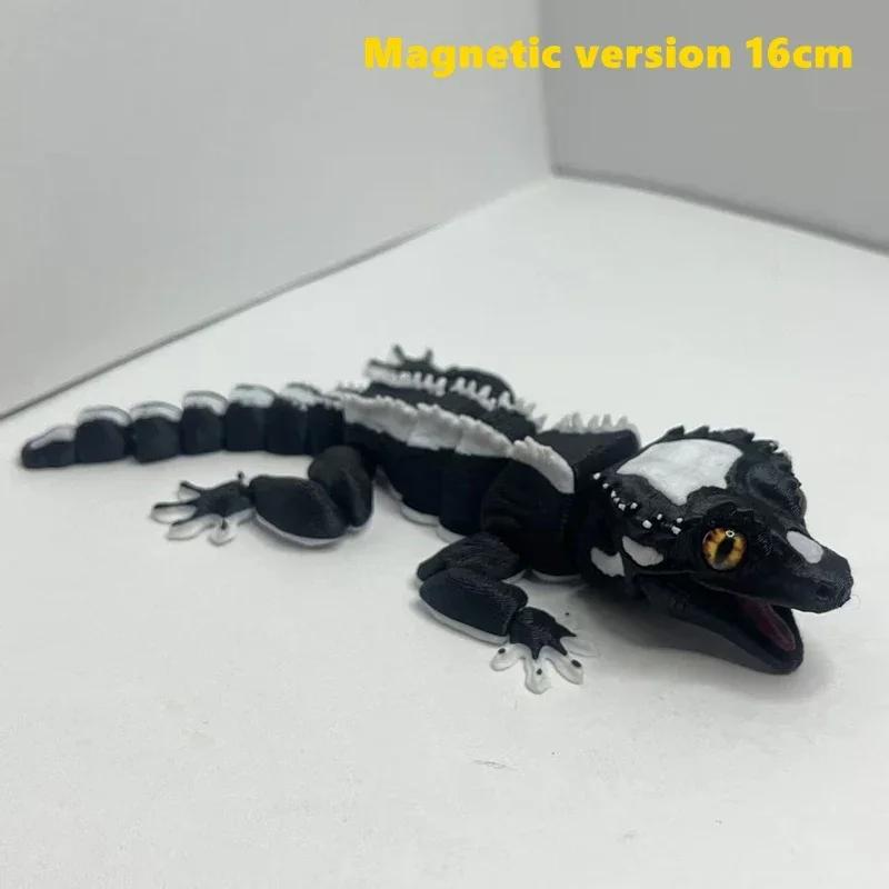3D Geprinte Crested Gecko Figuur met Beweegbare Gewrichten Hagedis Koelkastmagneet Bureauornament Woonkantoor Decoratie voor Reptielenliefhebbers
