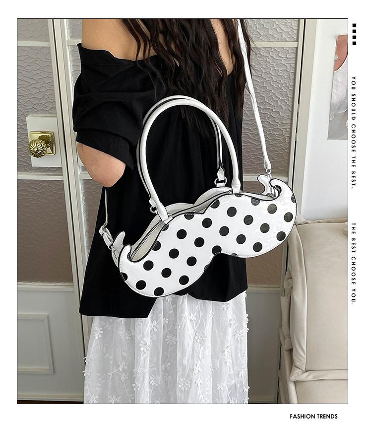 2025 Japanese Cute Polka Dot Irregular Handheld and Crossbody Beard Bag