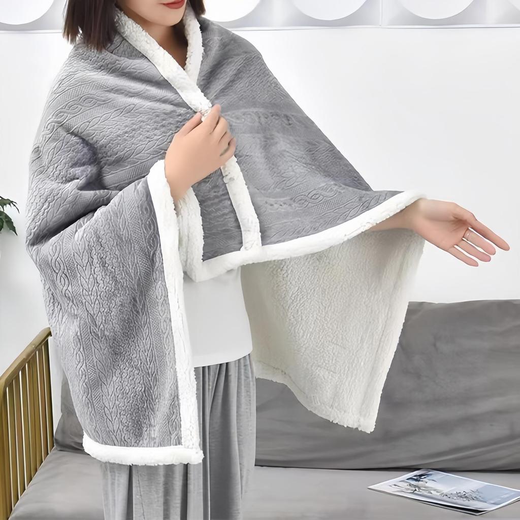Flannel Embossed Shawl Blanket: Light Luxury, No Pilling, No Fading, Machine Washable, Ideal for Naps & Air Conditioned Spaces.