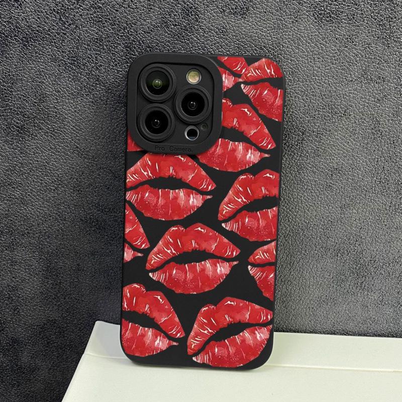 Eye-Catching Red Lips Full Screen Protective Case for iPhone 15/12 Pro Max