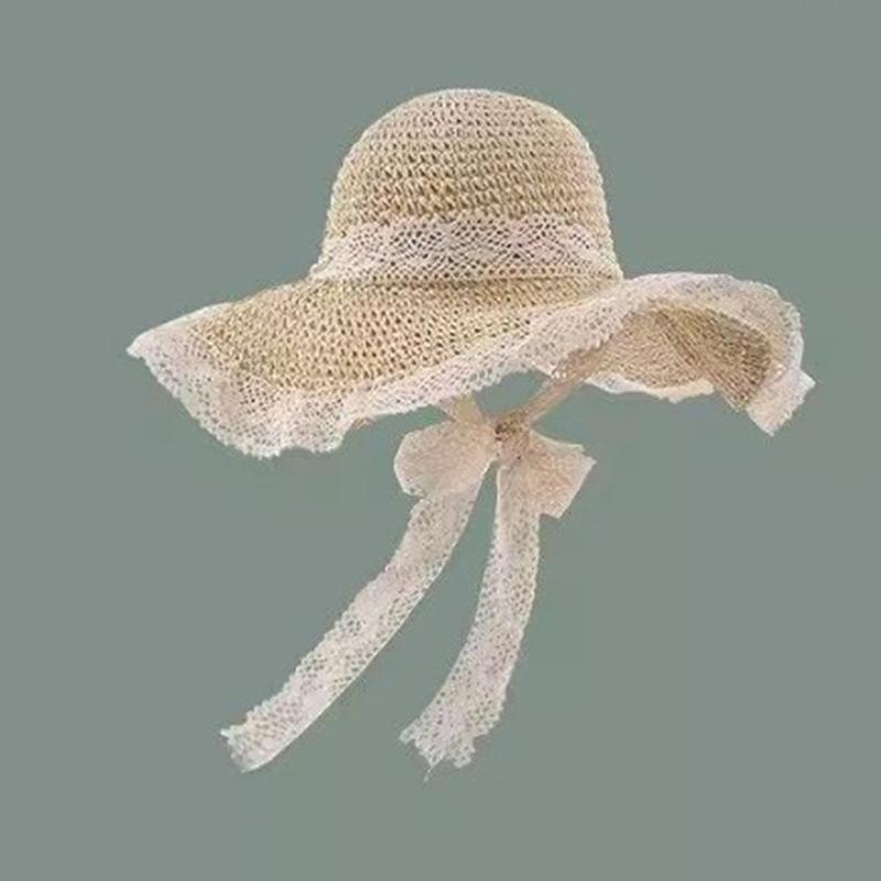Women Sun Hat Wide Large Brim Beach Hats Summer Straw Hat Foldable Sun Hat Women'S Hat  Holiday Beach Uv Protection Cap