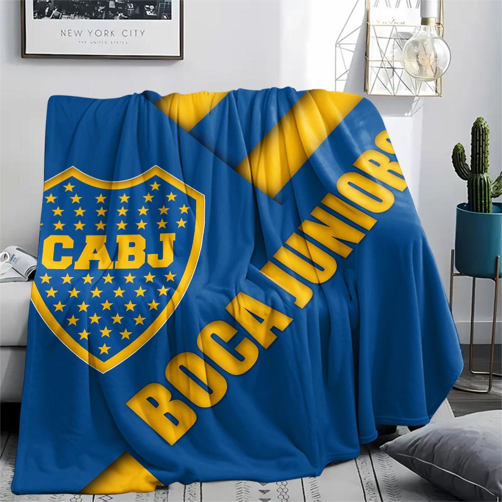 Logo Boca Juniors, Coperta in Flanella con Fantasia, Alta Qualità, Confortevole per Tutte le Stagioni, Decorazione per la Casa, Calore e Comfort, Perfetta per Regali.