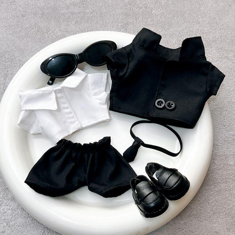 Labubu Black Suit Sunglasses Leather Shoes Clothes Set Doll Doll Clothes Doll Clothing