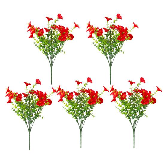 

Букет искусственных цветов петунии, искусственные цветы для улицы, реалистичные, устойчивые к ультрафиолетовому излучению, искусственные цветы для крыльца, патио, подвесной корзины 5pcs