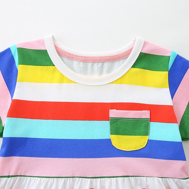Sommerkleid für Mädchen: Modisches Prinzessinnenkleid mit Regenbogenmuster aus Baumwolle für Kinder