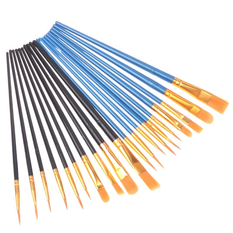 New New 30Pcs Painting Brushes Set Art Round Flat Hair Nylon Hair Paint Brush Pen For Oil Acrylic Watercolor School Art Supplies
