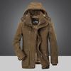 Winter Men's Mid-length Cotton Coats with Velvet and Thickening for Middle-aged and Elderly People