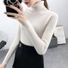 Dammode Långärmad Polotröja Enfärgad Tröja Fårull Lös Stickad Pullover Topp