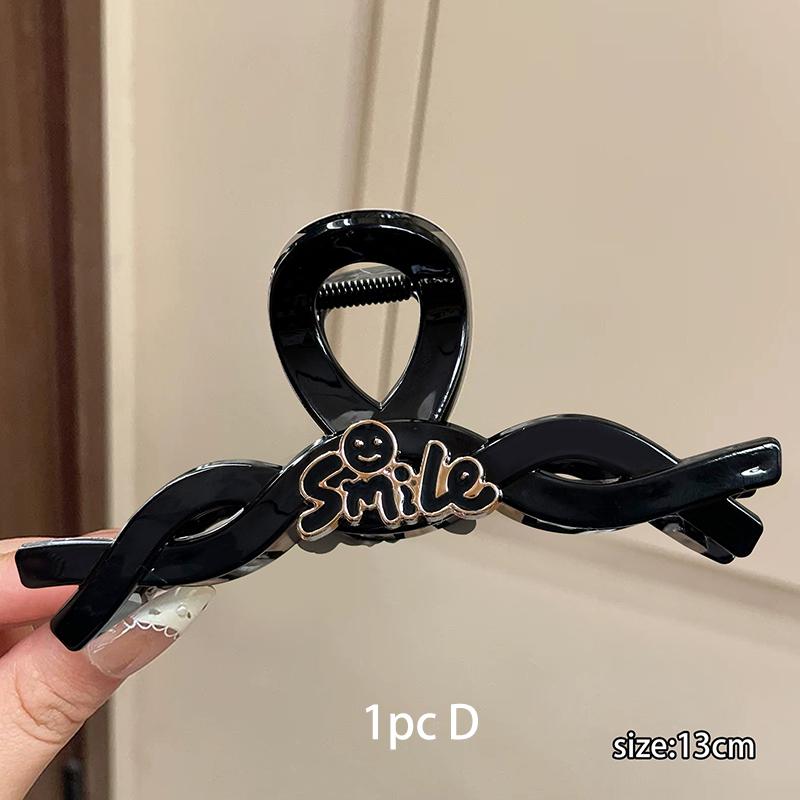 

1 шт. минималистичный черный краб для волос с буквенным принтом, женская высококачественная большая заколка для густых волос, заколка-акула головной убор для прически «пучок»