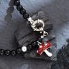 Niche Design Enamel Dripping Oil Red Small Mushroom Pendant Black Agate Beaded Necklace High-End Light Luxury Accessories