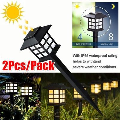 2Pcs/Pack Solar Power Pathway Lights Outdoor Garden Lights Landscape White/Warm White Light for Lawn