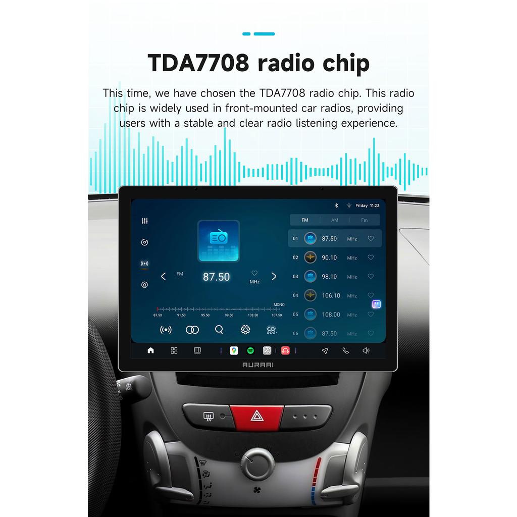 OSSURET Intelligent 2K Screen Carplay Android Auto for Peugeot 107 2005 Citroen C1 2014 Toyota Aygo Car Infotainment Multimedia Player GPS Bluetooth