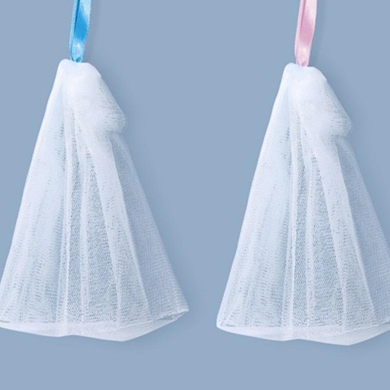 Gentle Face Cleaning Net For Soap Rod Creates Rich Lathers Quickly Soft Meshes With Hanging Rope For Bathroom Storage