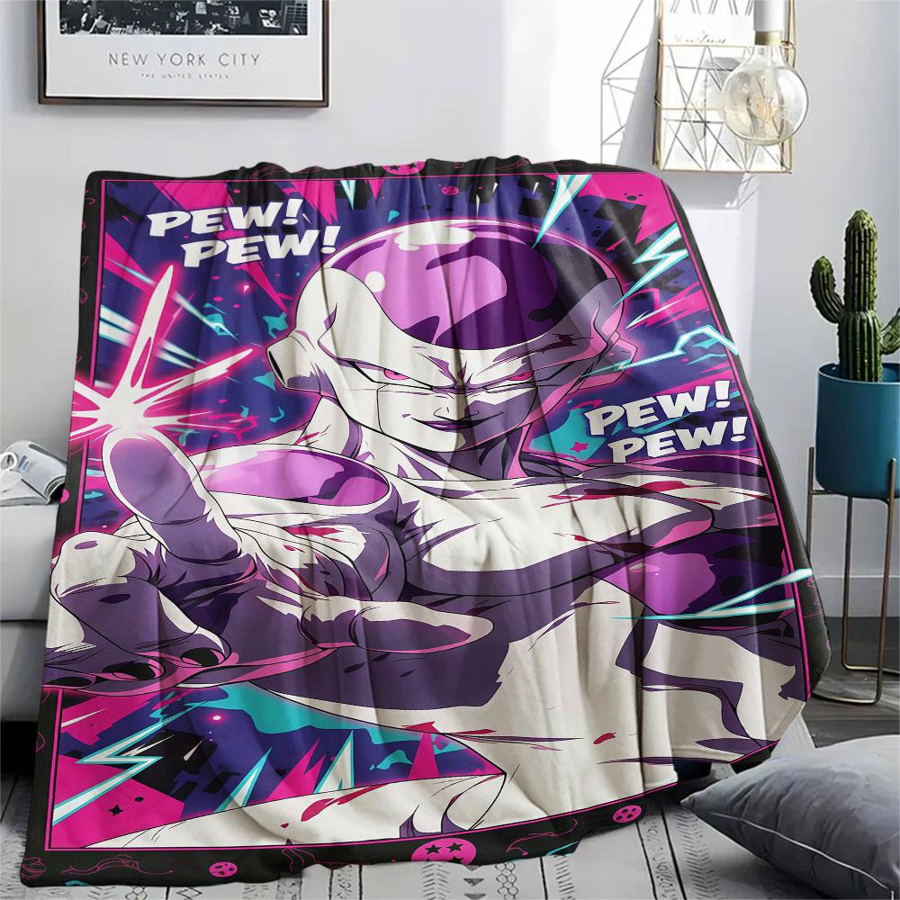 1Pc Dragon Ball Couples Print Flannel Blanket, High quality Comfortable for All Seasons, Home Decor, Warmth and Comfort, Perfect for Christmas Gifts