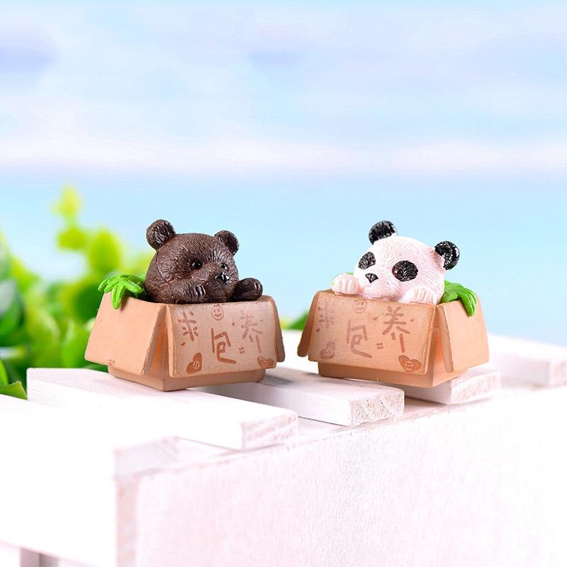 4Pcs/set DIY Fairy Garden Decoration Cute Animal Panda Miniatures Mini Figures Moss Terrarium Micro Landscape