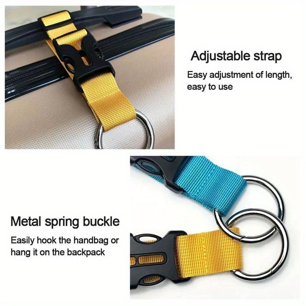 1pc Durable Polyester Luggage Strap Adjustable Locking Buckle & Metal Ring Multi-Color For Travel, Outdoor Hunting & Fishing Gear