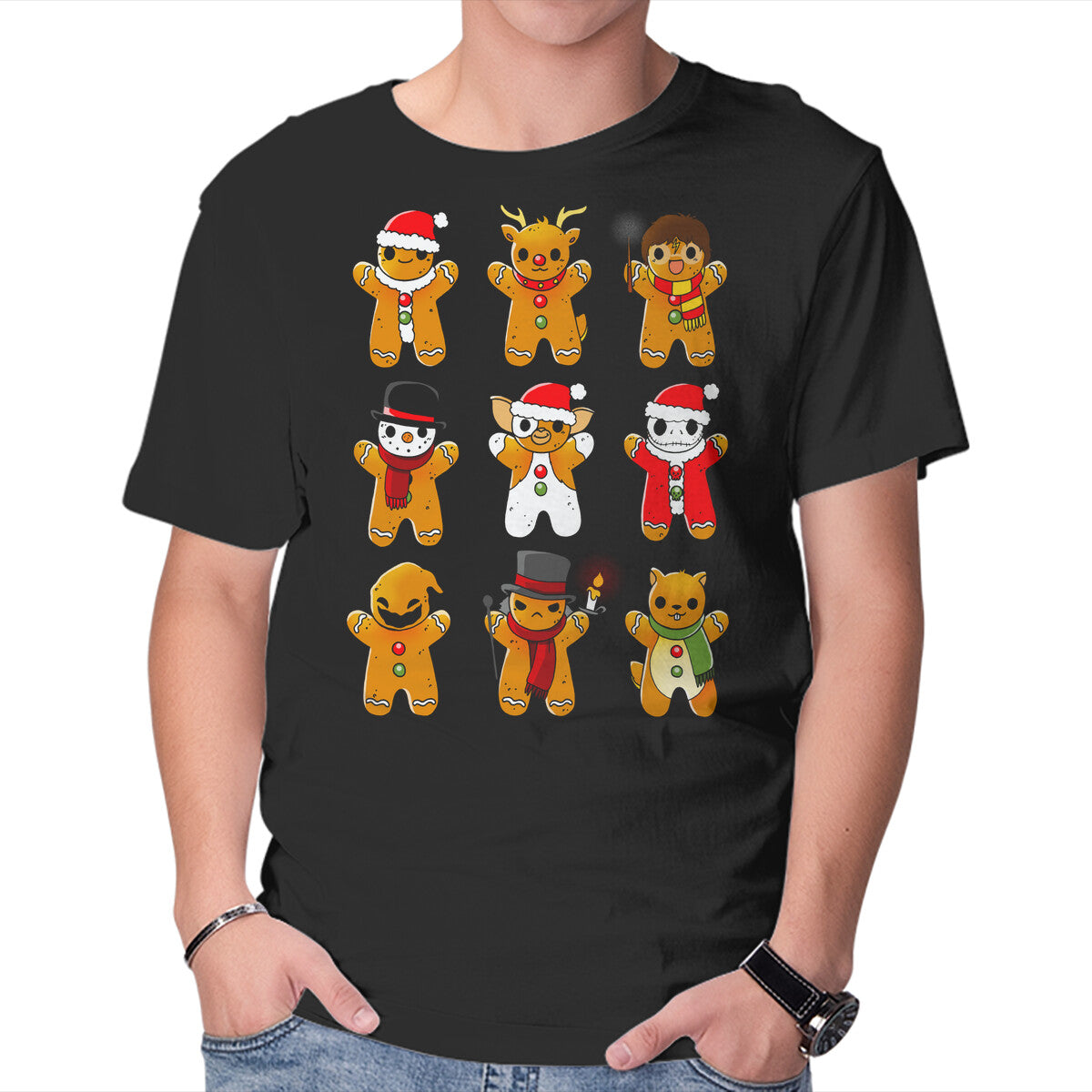 Unisex Crew Neck T-Shirt Ginger Christmas Graphic Short Sleeve Casual Tee S