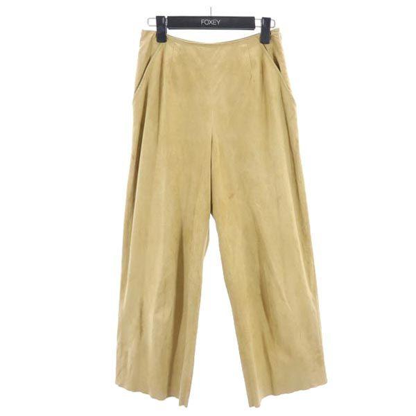 FOXEY Faux Suede Wide Pants 38 Beige With Hanger Women Used