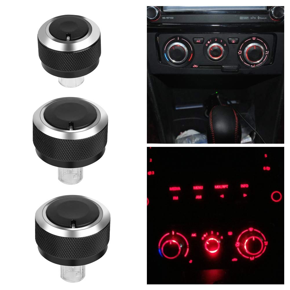 3pcs Air Conditioning Control Switch Knob Button Aluminum A/C Control Panel Switch Knob for MK5 MK5 B6 2005-2009