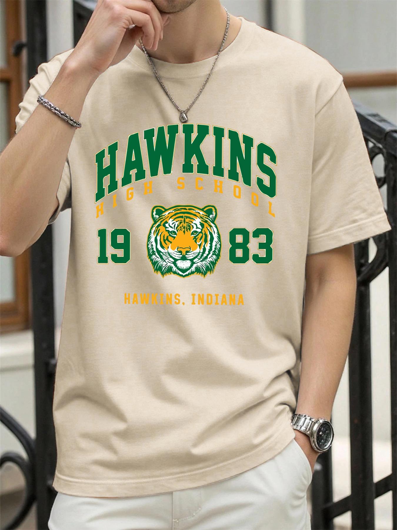 

Hawkins 1983 Mighty Tiger Prints Mans T Shirts AllMatch Cotton TShirt Loose Summer Clothing Oversized Crewneck Sportswear 4XL