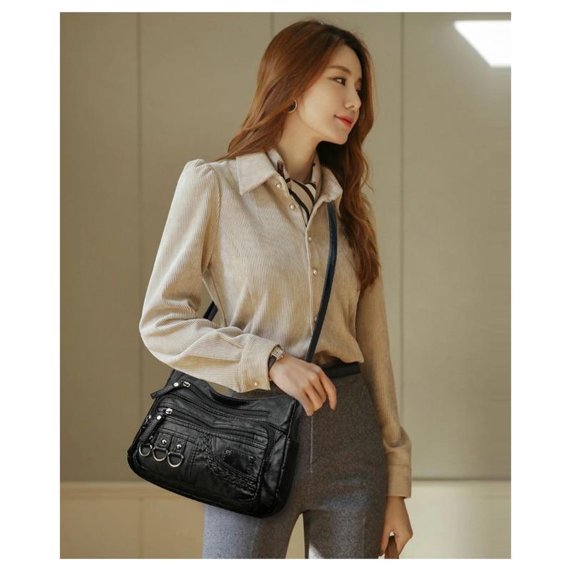 Vintage Pu Leather Luxury Purses and Handbags High Quality Women's Bag Design Multi-pocket Ladies Crossbody Shoulder Bags