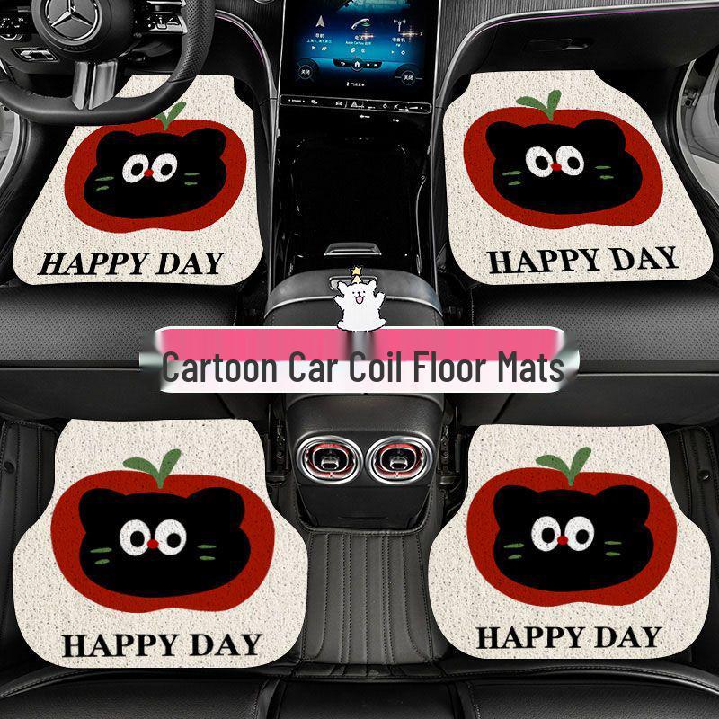 Universal Cartoon Car Interior Foot Mats - Scratch & Wear Resistant Set