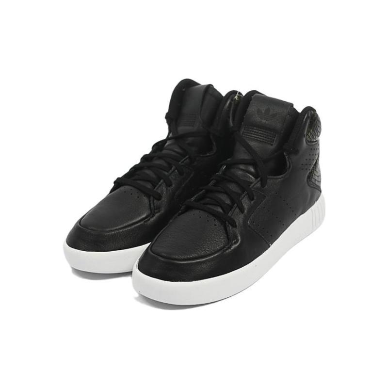 Adidas Originals Tubular Invader 2.0 Anti-Slip Wear-Resistant Mid-Top Skateboard Shoes Women's Black White Sneakers S80552