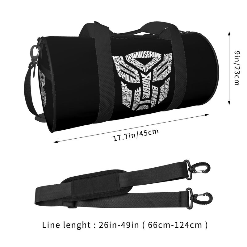 White Transformer Autobots Film Print Travel Duffel Bag Shoes Compartment for Men Women Foldable Lightweight Yoga Gym Sports Bag