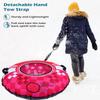 43inch Inflatable Snow Tube Rose Red Cold Proof Thickened PVC Inflatable Snow Sled with 2 Handles for Winter Outdoor