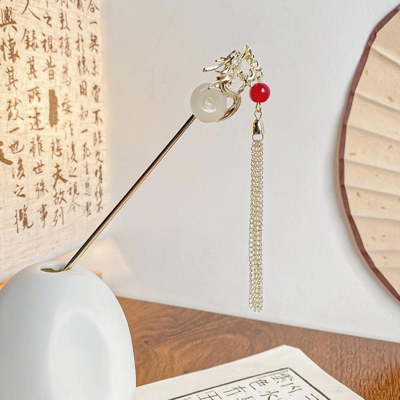 Élégant Bâton à Cheveux à Franges Chinois Hanfu Balanciers Épingle à Cheveux Barrettes Baguettes Antidérapantes Épingle à Cheveux Dragon pour Coiffure