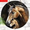 Placă de lemn rustică cu model de cal - Placă rotundă fermecătoare pentru ușa de la intrare, Decor de agățat pe perete - Cadou ideal pentru prieteni și familie