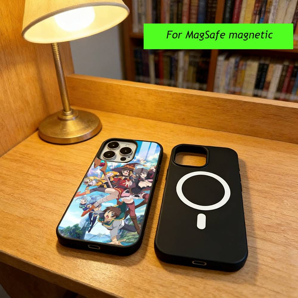 Anime K-Konosuba Phone Case For iPhone17,16,15,14,13,12,11 Plus,Pro Magnetic with Magsafe Wireless Charging