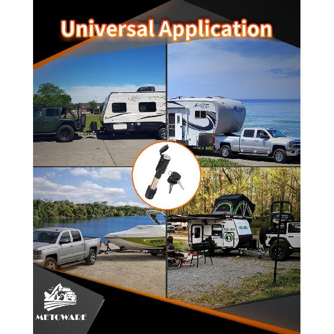 METOWARE Trailer Hitch Lock - 5/8" Dia Locking Hitch Pin, Anti-Theft Trailer Receiver Lock, Fits 2" Receiver Tubes, Class III & IV Hitch Receivers,
