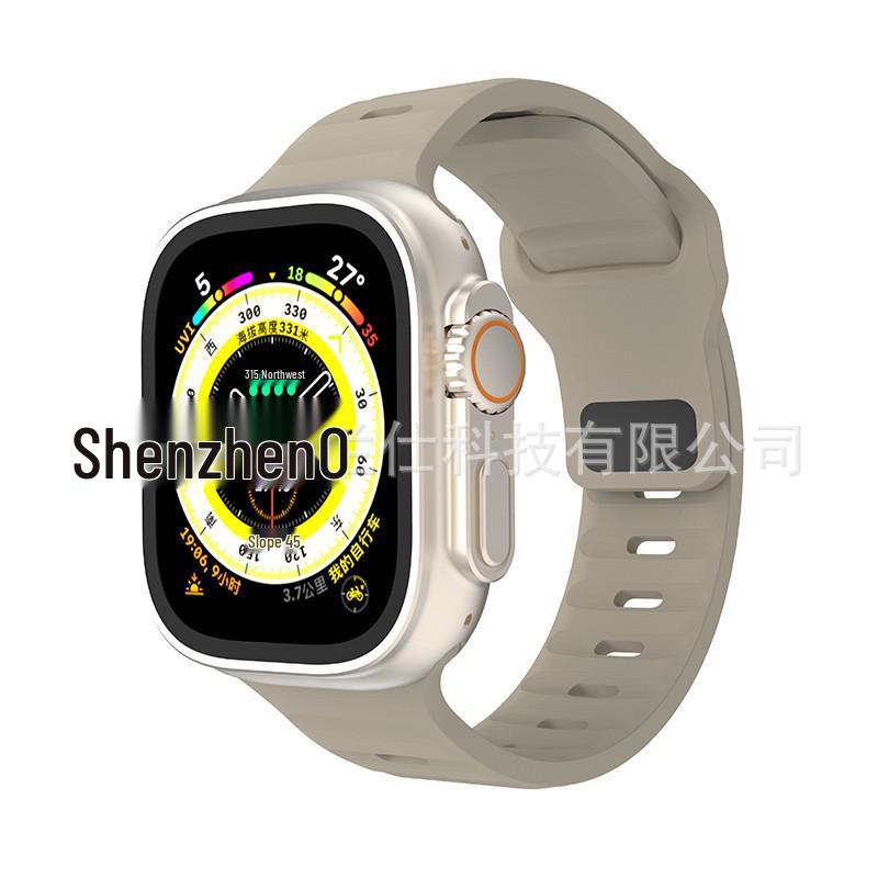 iWatch7 Diamond Buckle Horizontal Stripe S9 Silicone Strap for Apple Watch 8/Ultra