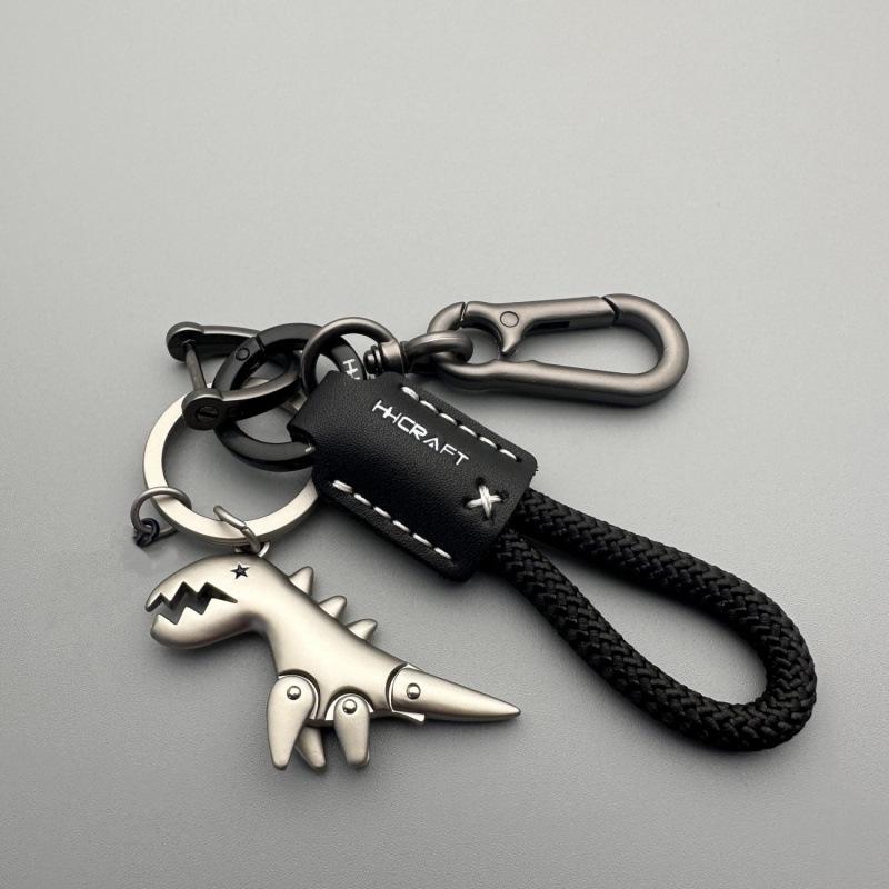 Alloy Dinosaur Charm Paired with a Hand-Woven Bracelet,Weseecase Keychain