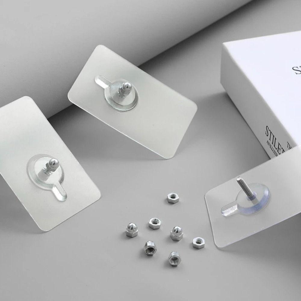 5Pcs Acrylic Self Adhesive Screw Stickers No Need to Punch Holes Wall Hook Towel Coat Hooks