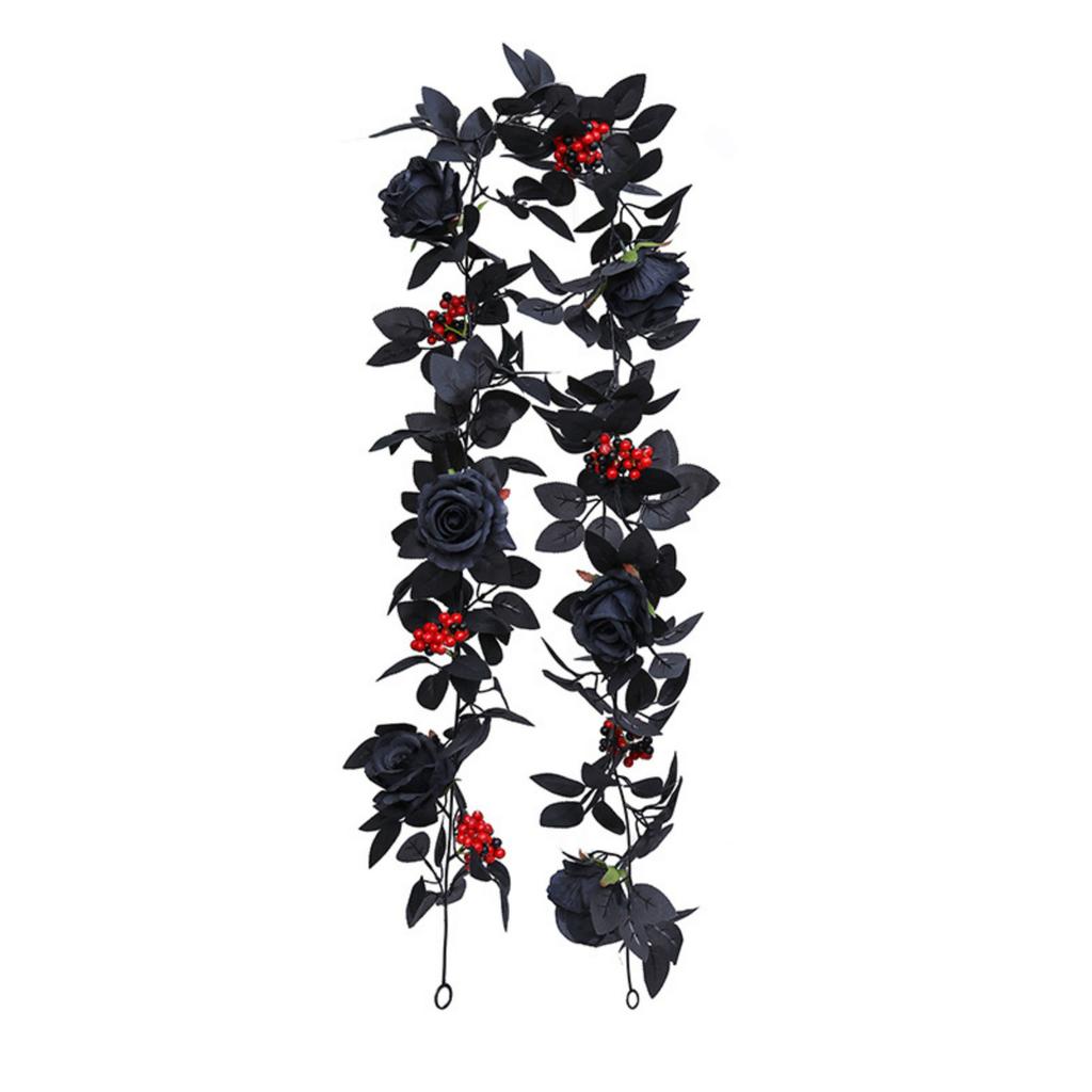 Artificial Rose Leaf Vine Garland Halloween Decorative Wall Hanging Simulation 175cm Realistic Floral Design for Indoor Outdoor Events