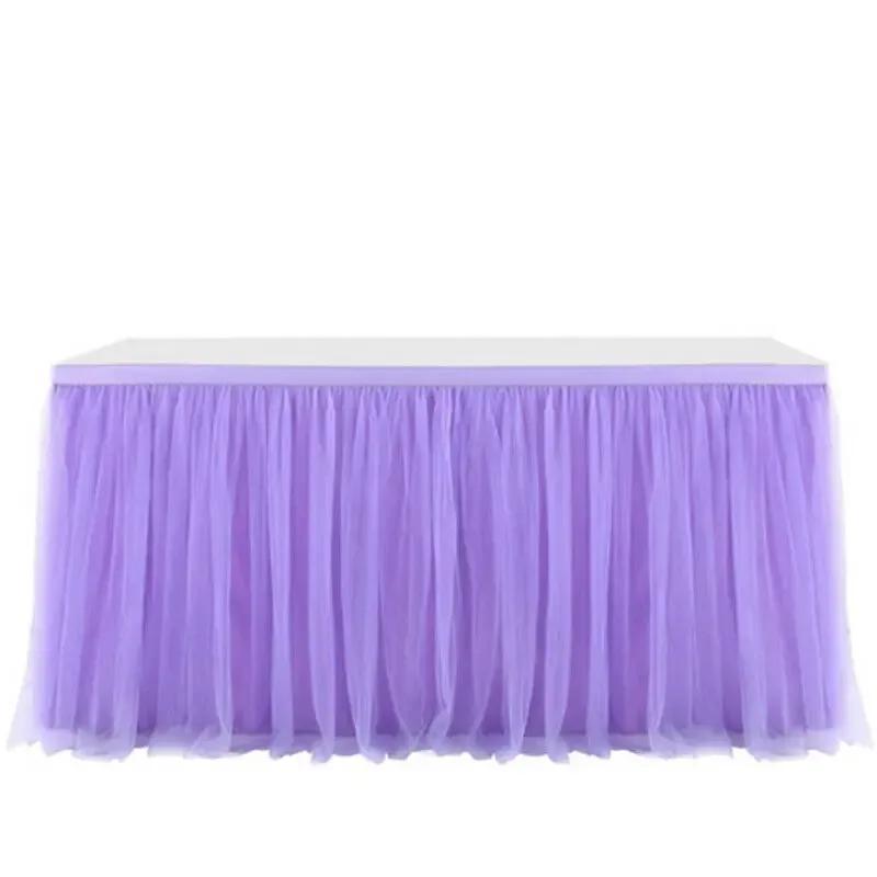 6FT 9FT Birthday Party Table Skirt Decor Hotel Wedding Banquet Tablecloth Solid color Table cover Xmas Christmas Decorations