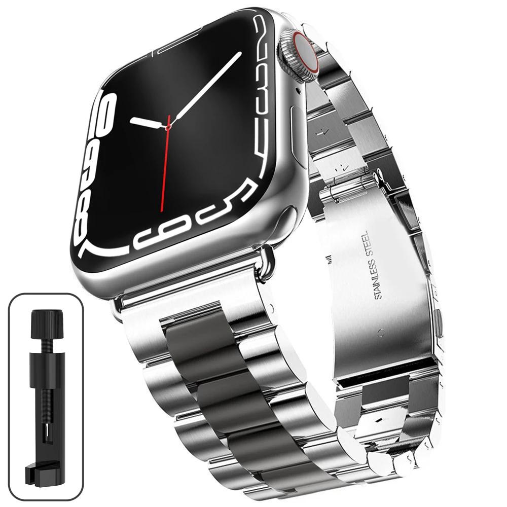 Stainless Steel Strap For Apple Watch 46mm Ultra 49mm Metal Wristband Bracelet For iWatch 10 9 8 5 4 SE 42mm Business Watchband