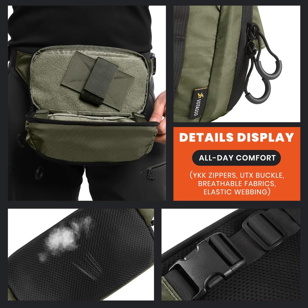 Tactische Hüfttasche Original Gürteltasche mit Schnellzugriffs-Front und EDC Pistolenholster-Tasche, Release, Klein, Multifunktionstasche, (Grün)