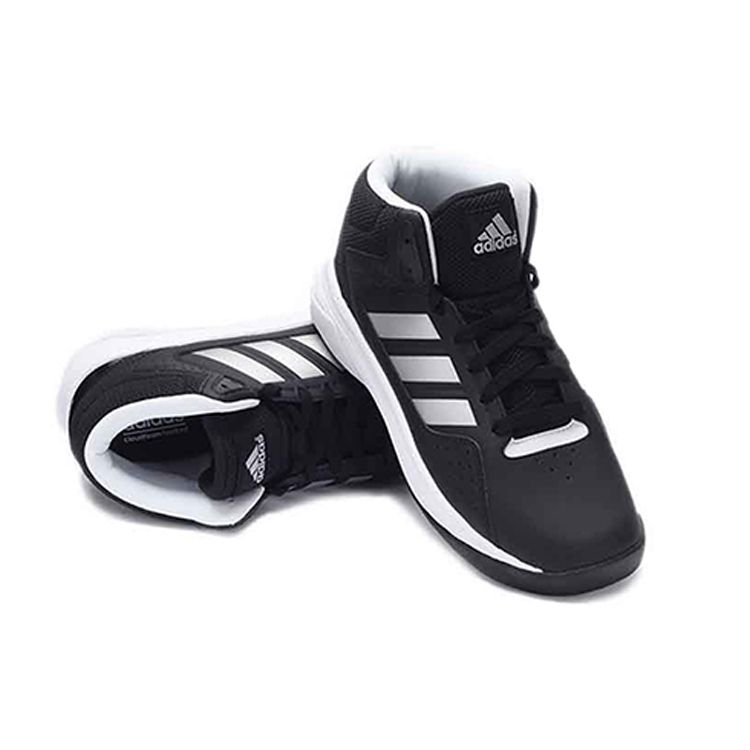 Adidas Cloudfoam Thick Sole Synthetic Leather Wear-Resistant Non-Slip Mid-Top Marathon Running Shoes Men sneakers Black AQ1362