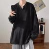 Men Spring and Autumn Korean Streetwear T-shirt Hip Hop Baggy Tops Casual Solid Color Male Loose Long Sleeve Tees