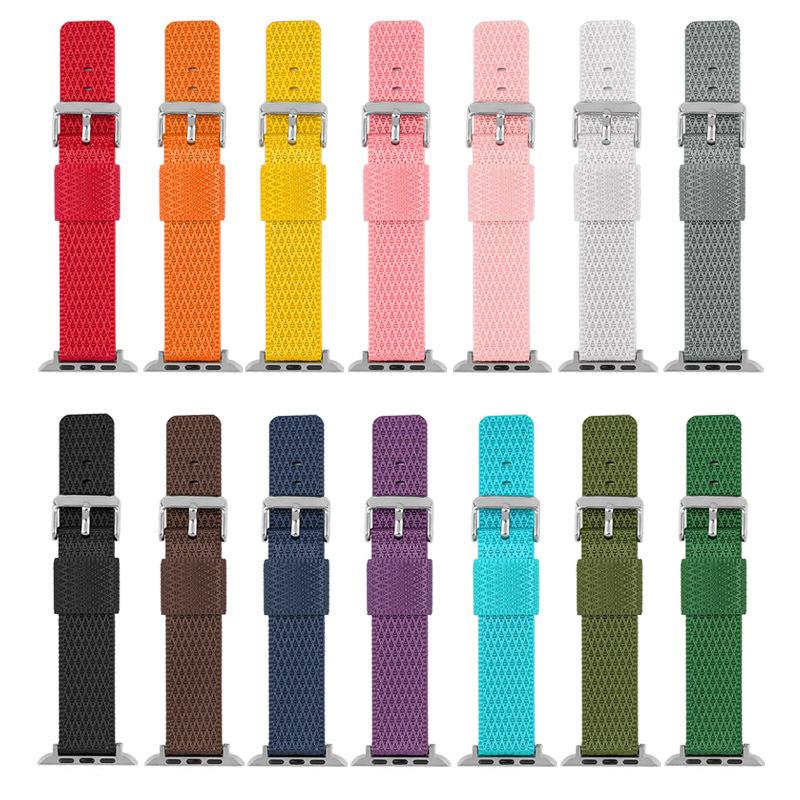 Watch Band For Apple Watch Series 10 42mm/9 8 7 41mm/6 5 4 SE (2023) SE (2022) SE 40mm/3 2 1 38mm Grids Texture Nylon Strap