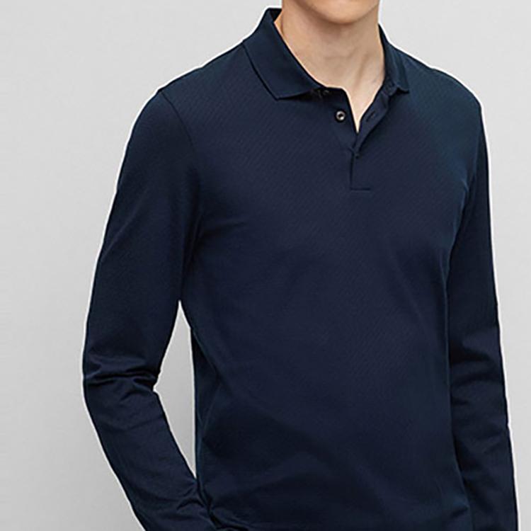 HUGO BOSS Polo Shirts Men's Dark Blue Polo Collar Moderate Straight Fit 50477001-404