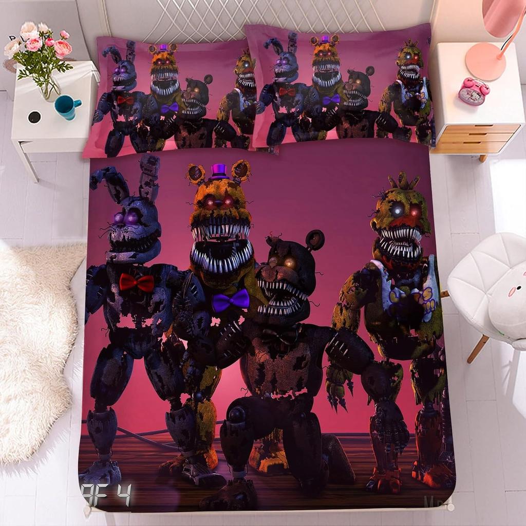 Exquisite 3D Freddy Wallpaper FNAF Digital Printing Bedding Set Five Nights Duvet Cover Comforter Bed Youth Kids Girl Boys Gift