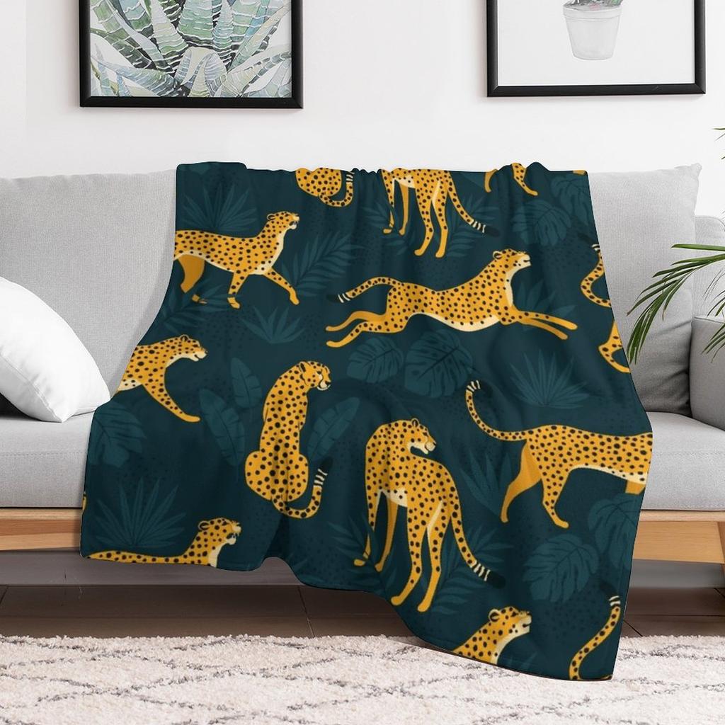 Night Cheetah Pattern Throw Blanket Decorative Sofa Single Blankets Sofas Of Decoration Plush Soft Beds Sofa Throw Blankets