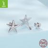 Three-Dimensional Star Thread Plain Silver Stud Earrings Personalized Versatile S925 Sterling Silver Star Stud Earrings