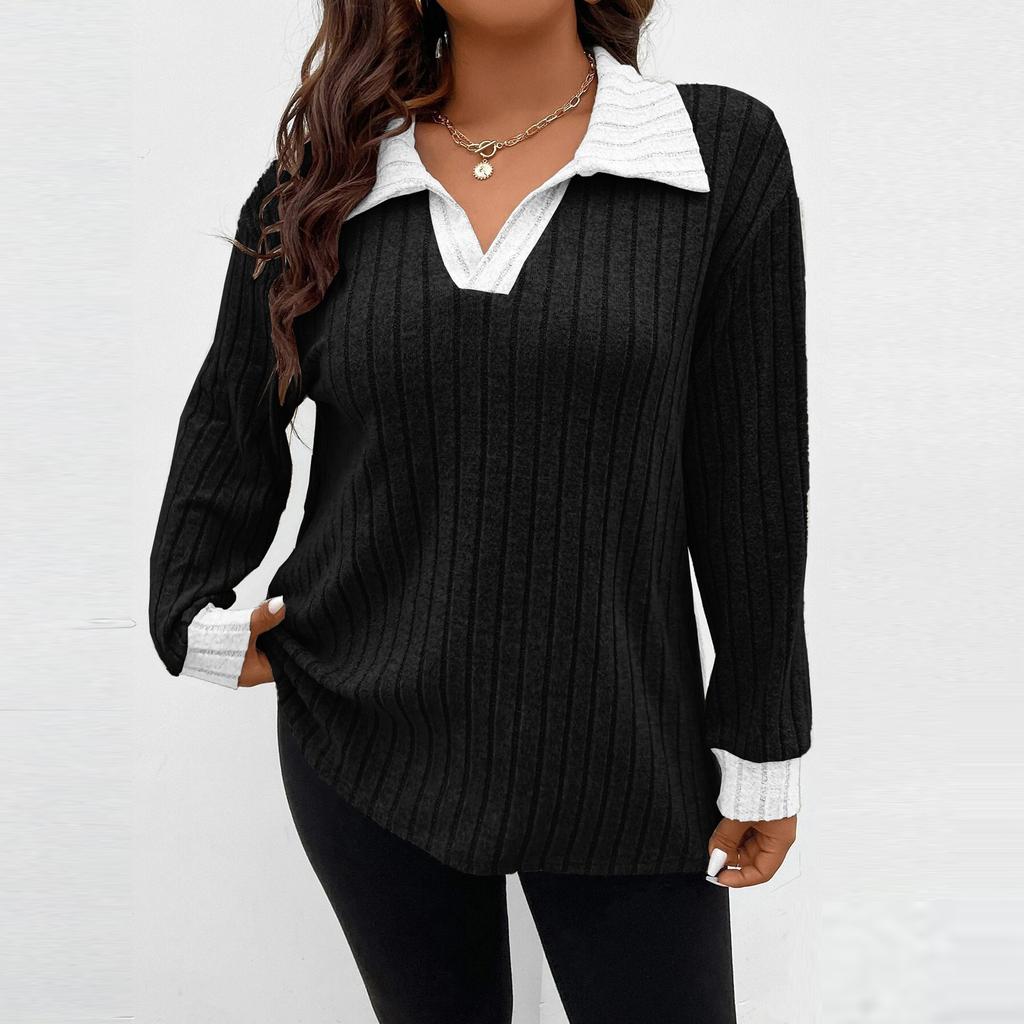 Womens Sweaters Trendy Color Block Tops Long Sleeve Shirts Fall Winter Fashion Clothing