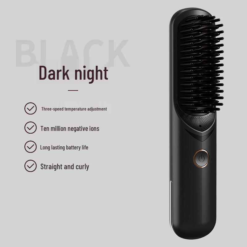Portable Wireless Straightening Comb with Dual Batteries and Ion Technology - For Hair-Friendly Curling and Frizz Control